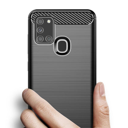 Coque pour Samsung Galaxy A21s A217, Techsuit, Carbone, Noire