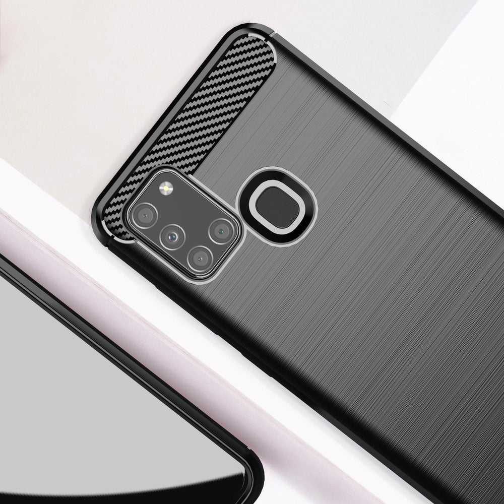 Coque pour Samsung Galaxy A21s A217, Techsuit, Carbone, Noire
