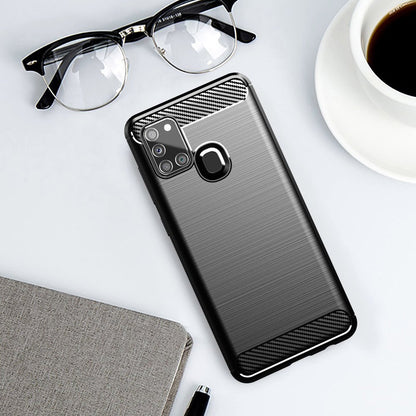 Coque pour Samsung Galaxy A21s A217, Techsuit, Carbone, Noire