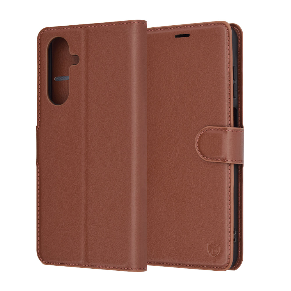 Coque pour Samsung Galaxy A26 A266, Techsuit, Leather Folio, Marron