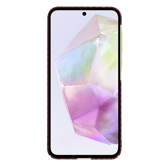 Coque pour Samsung Galaxy A35 5G A356, Techsuit, Carbonite FiberShell, Rouge
