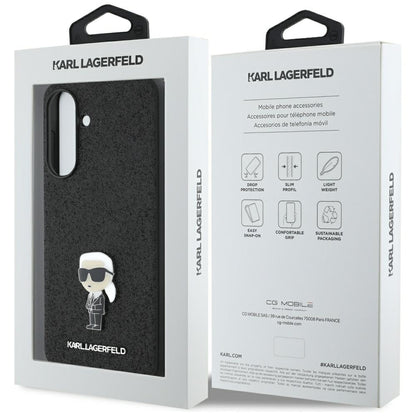 Étui pour Samsung Galaxy A36 A366, Karl Lagerfeld, Glitter Fixed Ikonik Karl, Noir
