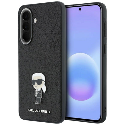 Coque pour Samsung Galaxy A37 5G, Karl Lagerfeld, Glitter Fixed Ikonik Karl, Noire