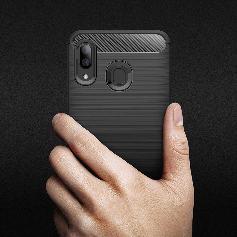 Coque pour Samsung Galaxy A40 A405, Techsuit, Carbone, Noire