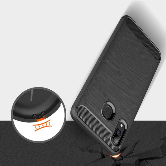 Coque pour Samsung Galaxy A40 A405, Techsuit, Carbone, Noire
