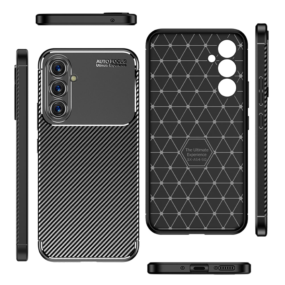 Coque pour Samsung Galaxy A54 A546, Techsuit, Fibre de carbone, Noire