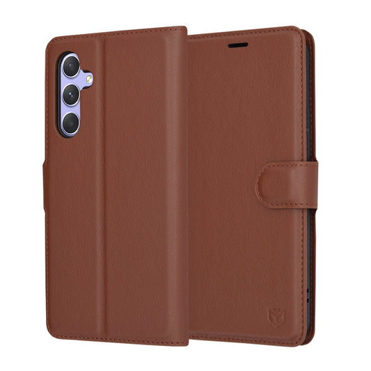 Coque pour Samsung Galaxy A54 A546, Techsuit, Leather Folio, Marron