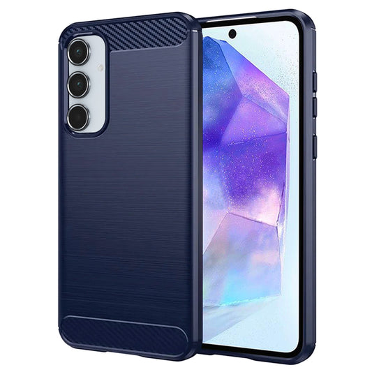 Coque pour Samsung Galaxy A55 5G A556, Techsuit, Carbone, Bleue