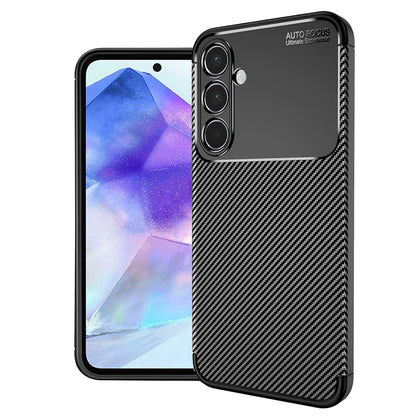 Coque pour Samsung Galaxy A55 5G A556, Techsuit, Fibre de carbone, Noire