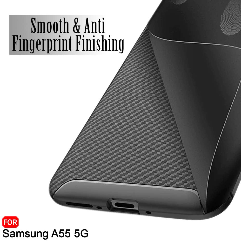 Coque pour Samsung Galaxy A55 5G A556, Techsuit, Fibre de carbone, Noire