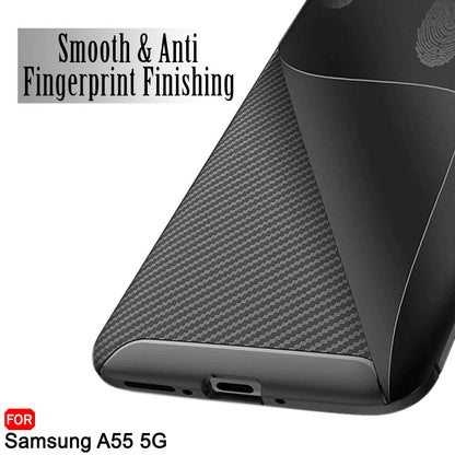 Coque pour Samsung Galaxy A55 5G A556, Techsuit, Fibre de carbone, Noire
