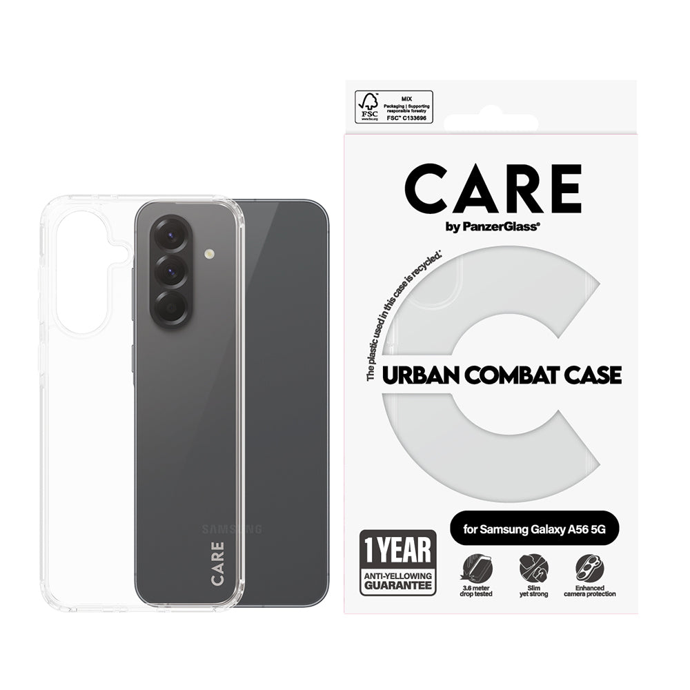 Étui pour Samsung Galaxy A56 A566, PanzerGlass, Care Urban Combat, Transparent