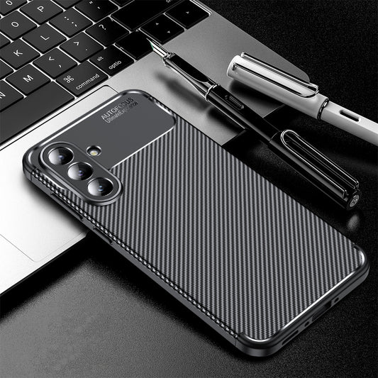 Coque pour Samsung Galaxy A56 A566, Techsuit, Fibre de carbone, Noire