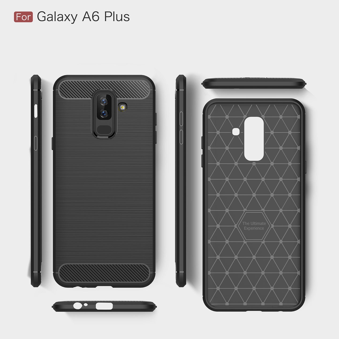 Coque pour Samsung Galaxy A6 Plus (2018) A605, Techsuit, Carbone, Noire