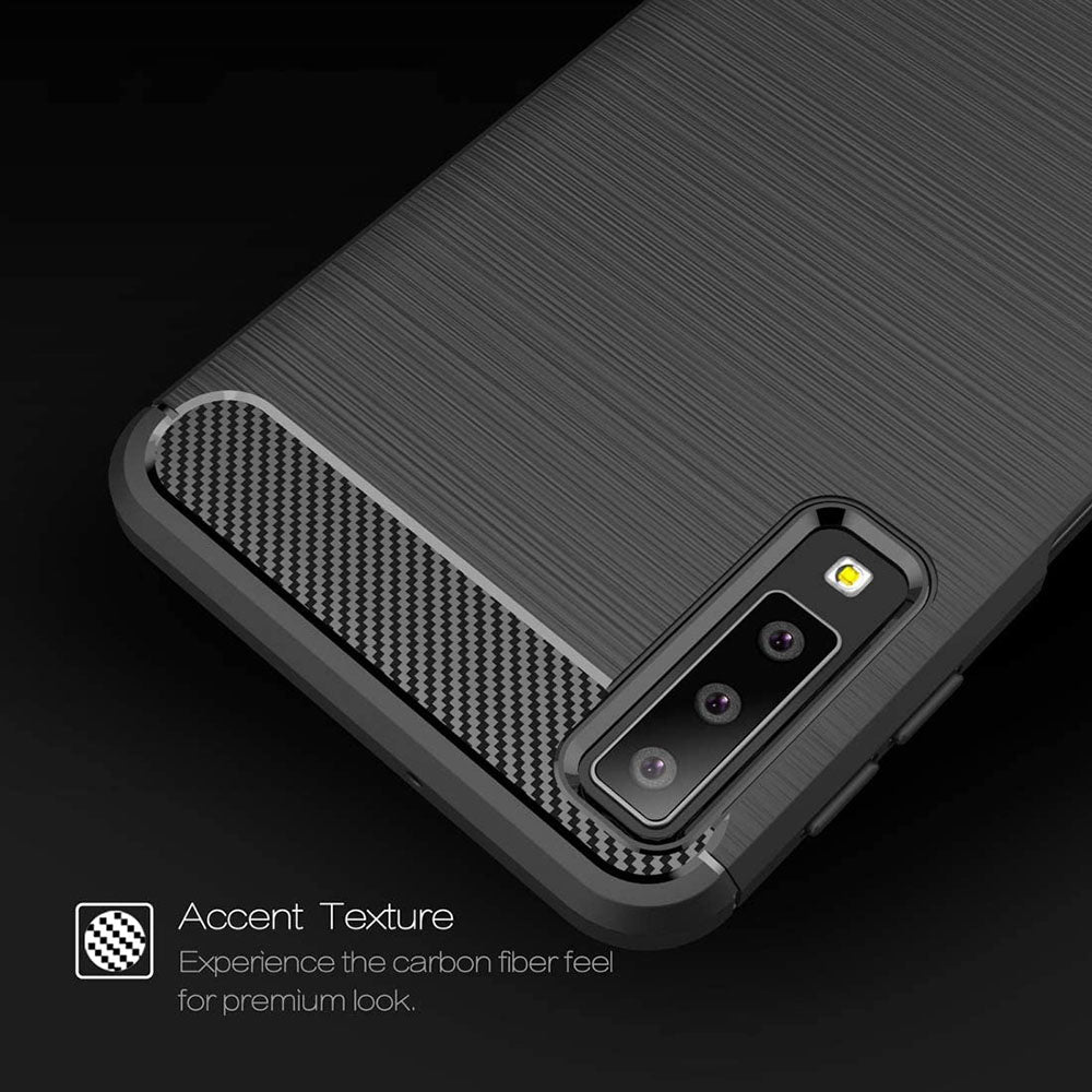 Coque pour Samsung Galaxy A7 (2018) A750, Techsuit, Carbone, Noire