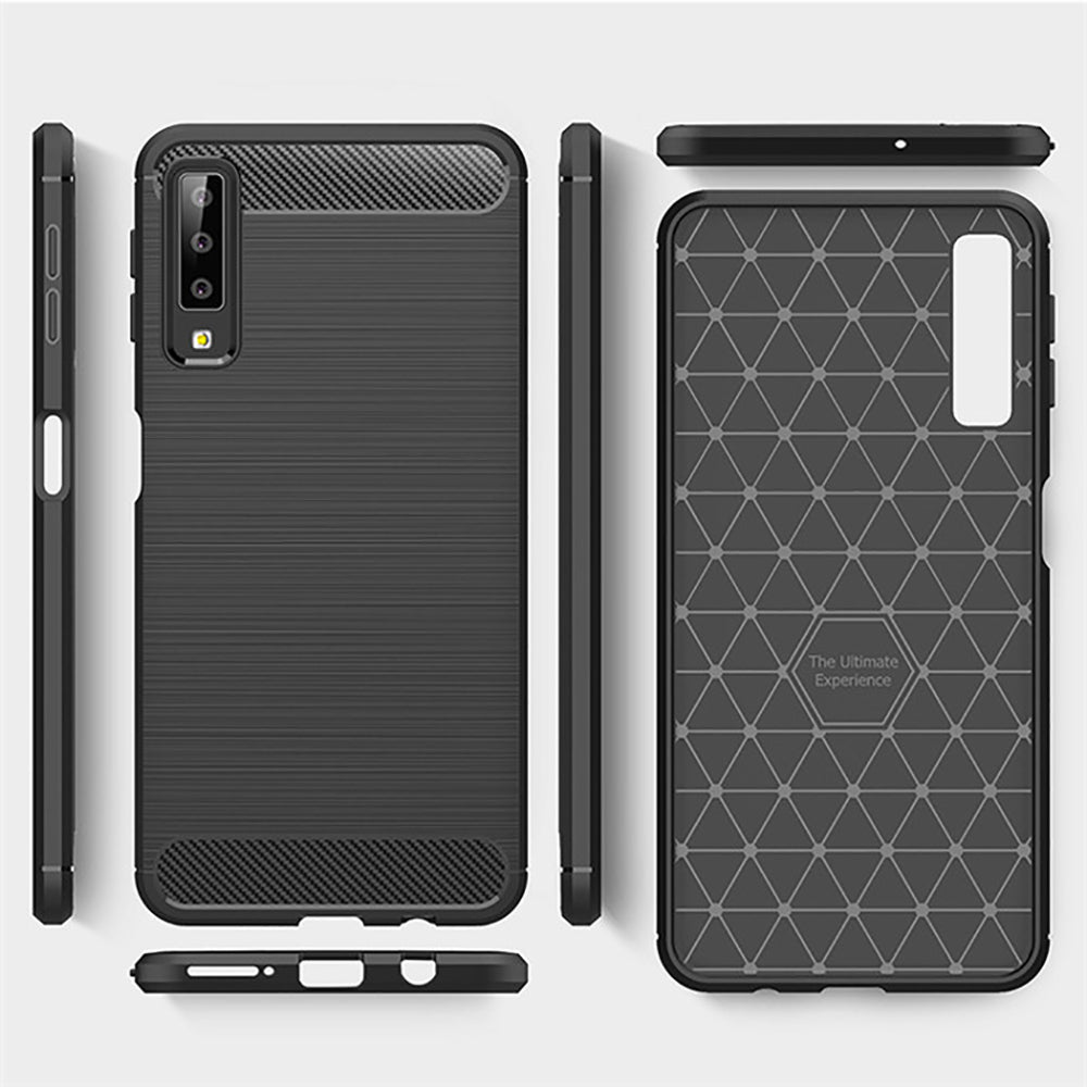 Coque pour Samsung Galaxy A7 (2018) A750, Techsuit, Carbone, Noire