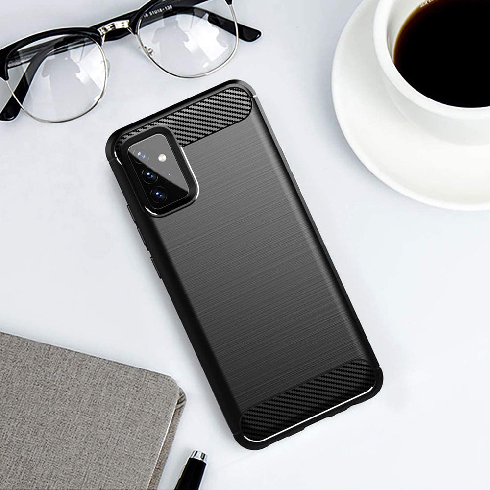 Coque pour Samsung Galaxy A72 A725 / A72 5G A726, Techsuit, Carbone, Noire