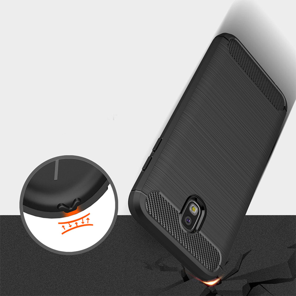 Coque pour Samsung Galaxy J7 (2017) J730, Techsuit, Carbone, Noire