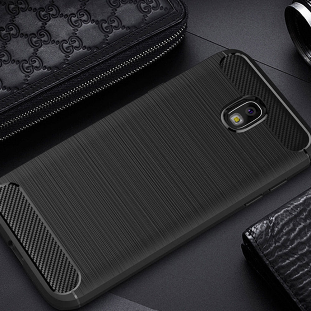 Coque pour Samsung Galaxy J7 (2017) J730, Techsuit, Carbone, Noire