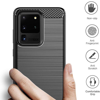 Coque pour Samsung Galaxy S20 Ultra 5G G988 / S20 Ultra G988, Techsuit, Carbone, Noire