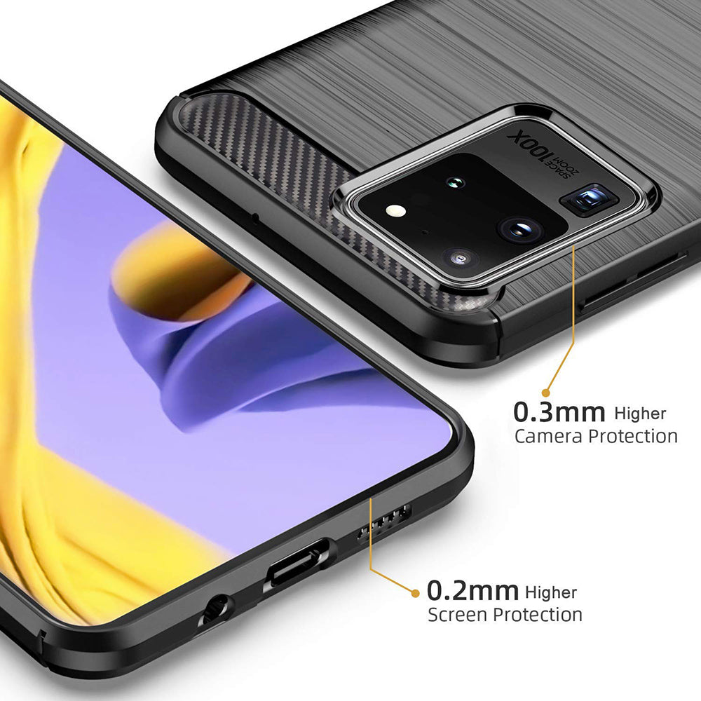 Coque pour Samsung Galaxy S20 Ultra 5G G988 / S20 Ultra G988, Techsuit, Carbone, Noire