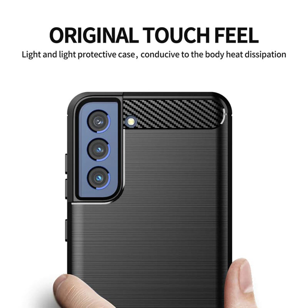 Coque pour Samsung Galaxy S21 FE 5G G990, Techsuit, Carbone, Noire