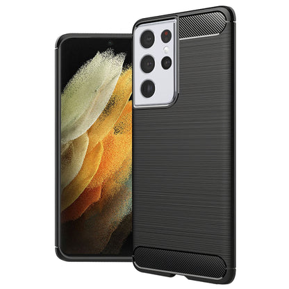 Coque pour Samsung Galaxy S21 Ultra 5G G998, Techsuit, Fibre de carbone, Noire