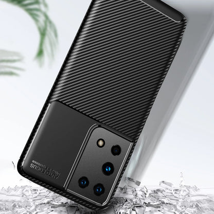 Coque pour Samsung Galaxy S21 Ultra 5G G998, Techsuit, Fibre de carbone, Noire