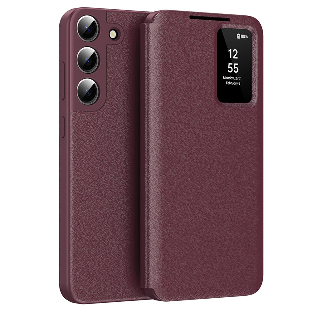 Coque pour Samsung Galaxy S22 5G S901, Techsuit, SmartView, Bordeaux