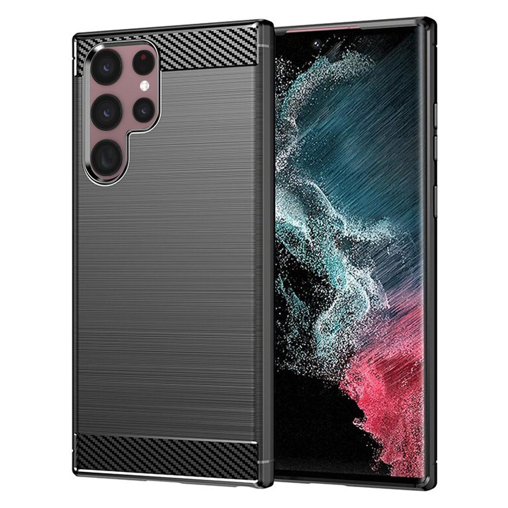 Coque pour Samsung Galaxy S22 Ultra 5G S908, Techsuit, Carbone, Noire