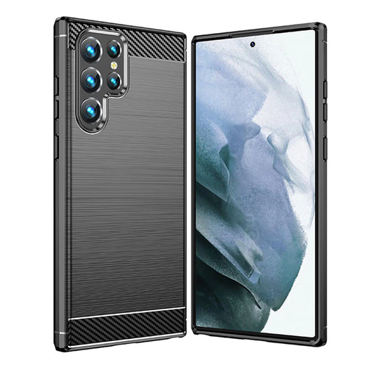 Coque pour Samsung Galaxy S22 Ultra 5G S908, Techsuit, Carbone, Noire