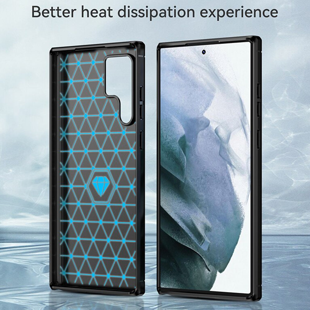 Coque pour Samsung Galaxy S22 Ultra 5G S908, Techsuit, Carbone, Noire
