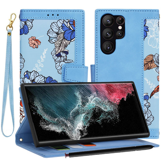 Coque pour Samsung Galaxy S22 Ultra 5G S908, Techsuit, FlipCraft, Bleu