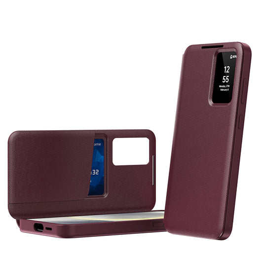 Coque pour Samsung Galaxy S22 Ultra 5G S908, Techsuit, SmartView, Rouge