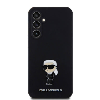 Étui pour Samsung Galaxy S23 FE S711, Karl Lagerfeld, Silicone Ikonik Karl Metal, Noir