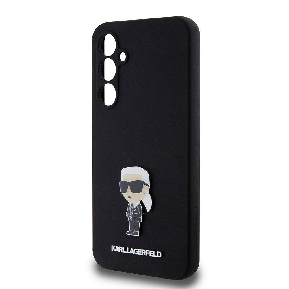 Étui pour Samsung Galaxy S23 FE S711, Karl Lagerfeld, Silicone Ikonik Karl Metal, Noir