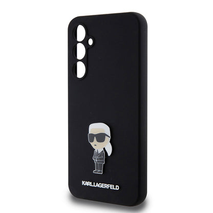 Étui pour Samsung Galaxy S23 FE S711, Karl Lagerfeld, Silicone Ikonik Karl Metal, Noir