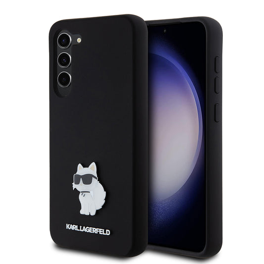Housse pour Samsung Galaxy S23+ S916, Karl Lagerfeld, Silicone Choupette Metal, Noire