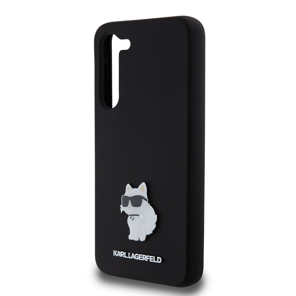 Housse pour Samsung Galaxy S23+ S916, Karl Lagerfeld, Silicone Choupette Metal, Noire