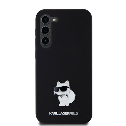 Housse pour Samsung Galaxy S23+ S916, Karl Lagerfeld, Silicone Choupette Metal, Noire
