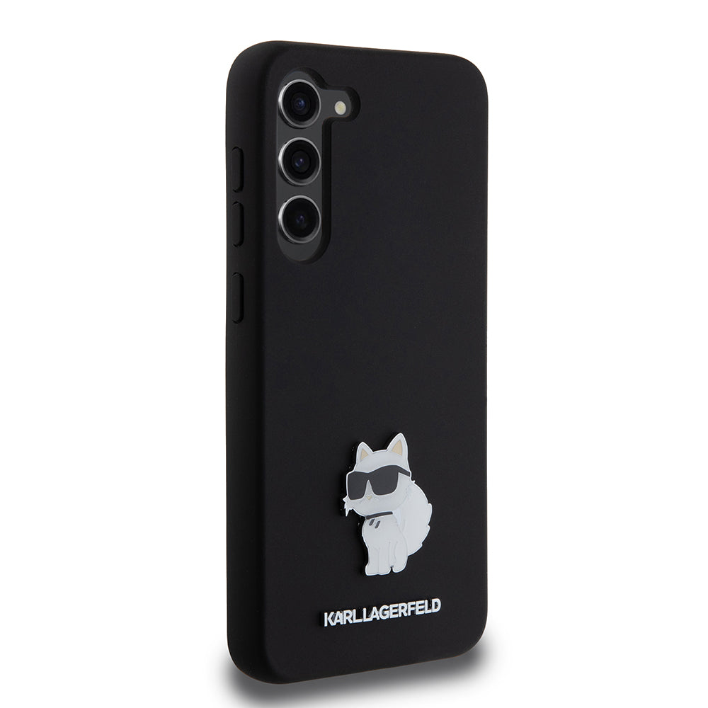 Housse pour Samsung Galaxy S23+ S916, Karl Lagerfeld, Silicone Choupette Metal, Noire