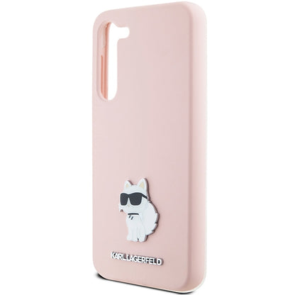 Housse pour Samsung Galaxy S23+ S916, Karl Lagerfeld, Silicone Choupette Metal, Rose
