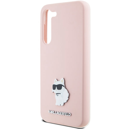 Housse pour Samsung Galaxy S23+ S916, Karl Lagerfeld, Silicone Choupette Metal, Rose