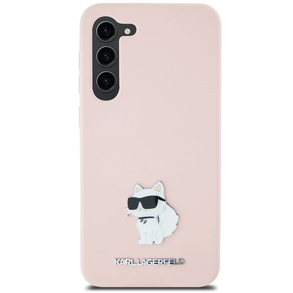 Housse pour Samsung Galaxy S23+ S916, Karl Lagerfeld, Silicone Choupette Metal, Rose
