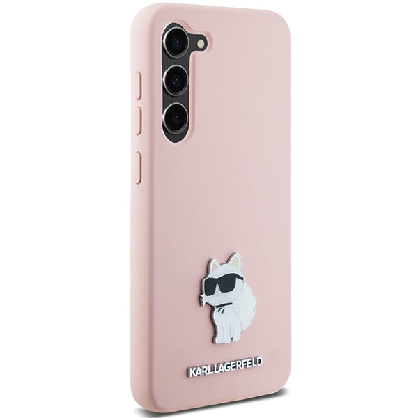 Housse pour Samsung Galaxy S23+ S916, Karl Lagerfeld, Silicone Choupette Metal, Rose