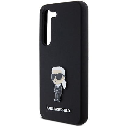 Étui pour Samsung Galaxy S23+ S916, Karl Lagerfeld, Silicone Ikonik Karl Metal, Noir