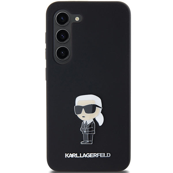 Étui pour Samsung Galaxy S23+ S916, Karl Lagerfeld, Silicone Ikonik Karl Metal, Noir