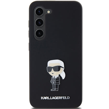 Étui pour Samsung Galaxy S23+ S916, Karl Lagerfeld, Silicone Ikonik Karl Metal, Noir