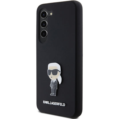 Étui pour Samsung Galaxy S23+ S916, Karl Lagerfeld, Silicone Ikonik Karl Metal, Noir