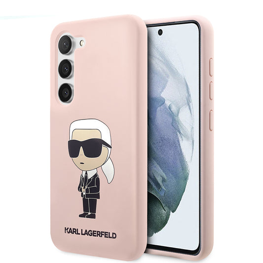 Étui pour Samsung Galaxy S23+ S916, Karl Lagerfeld, Silicone Ikonik Karl, Rose